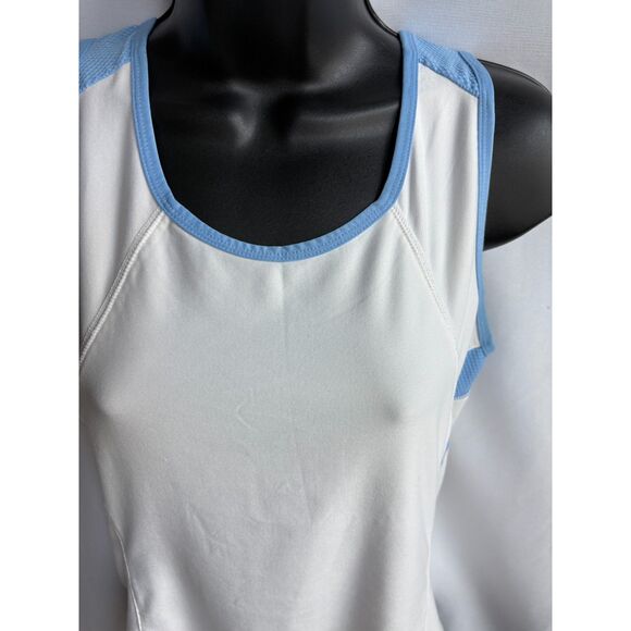 Prince White Tank Blue Trim Size M Workout Top Classy Tennis Gym Workout - Picture 2 of 10